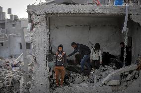 Aftermath of Israeli Airstrike Nuseirat Refugee Camp - Gaza