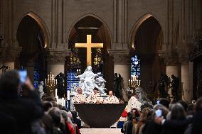 Second mass at Notre-Dame de Paris cathedral on the day of its re-opening