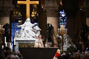 Second mass at Notre-Dame de Paris cathedral on the day of its re-opening