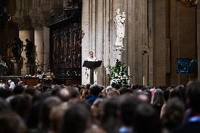 Second mass at Notre-Dame de Paris cathedral on the day of its re-opening