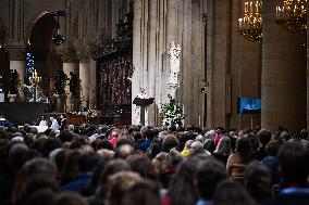 Second mass at Notre-Dame de Paris cathedral on the day of its re-opening