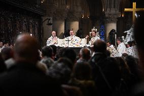 Second mass at Notre-Dame de Paris cathedral on the day of its re-opening