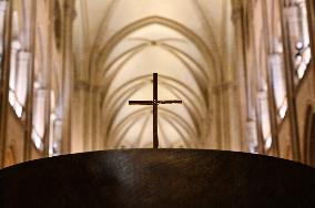 Second mass at Notre-Dame de Paris cathedral on the day of its re-opening