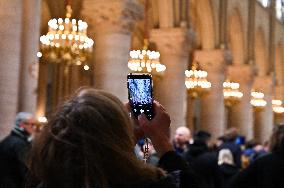 Second mass at Notre-Dame de Paris cathedral on the day of its re-opening