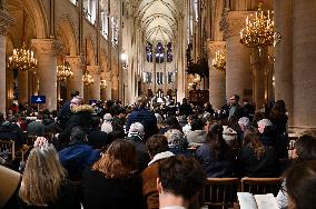 Second mass at Notre-Dame de Paris cathedral on the day of its re-opening