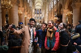 Second mass at Notre-Dame de Paris cathedral on the day of its re-opening