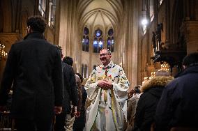 Second mass at Notre-Dame de Paris cathedral on the day of its re-opening