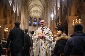 Second mass at Notre-Dame de Paris cathedral on the day of its re-opening