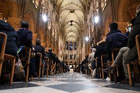 Second mass at Notre-Dame de Paris cathedral on the day of its re-opening