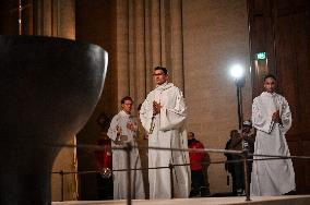 Second mass at Notre-Dame de Paris cathedral on the day of its re-opening