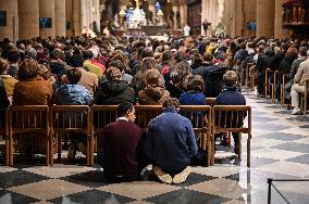 Second mass at Notre-Dame de Paris cathedral on the day of its re-opening