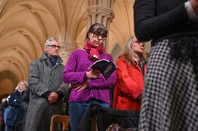 Second mass at Notre-Dame de Paris cathedral on the day of its re-opening