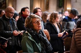 Second mass at Notre-Dame de Paris cathedral on the day of its re-opening