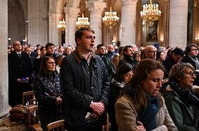 Second mass at Notre-Dame de Paris cathedral on the day of its re-opening