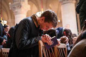 Second mass at Notre-Dame de Paris cathedral on the day of its re-opening