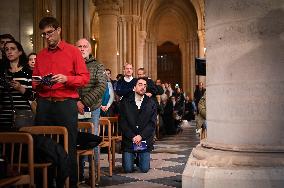 Second mass at Notre-Dame de Paris cathedral on the day of its re-opening