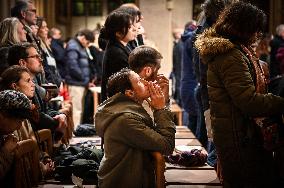 Second mass at Notre-Dame de Paris cathedral on the day of its re-opening