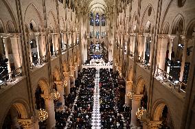 Second mass at Notre-Dame de Paris cathedral on the day of its re-opening