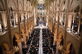 Second mass at Notre-Dame de Paris cathedral on the day of its re-opening