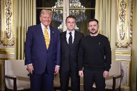 Trump, Macron And Zelensky Meet - Paris