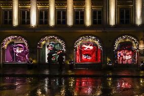 Rainy Evening In Munich During Christmas Season