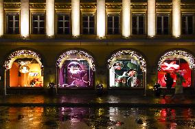 Rainy Evening In Munich During Christmas Season