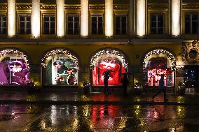 Rainy Evening In Munich During Christmas Season