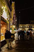 Rainy Evening In Munich During Christmas Season