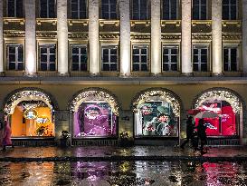 Rainy Evening In Munich During Christmas Season