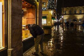 Rainy Evening In Munich During Christmas Season