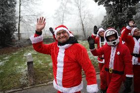 Santas On Motorcycles In Krakow