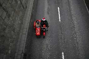 Santas On Motorcycles In Krakow