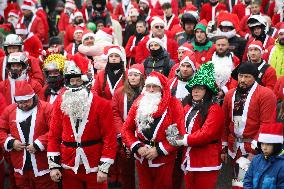 Santas On Motorcycles In Krakow