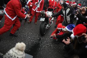 Santas On Motorcycles In Krakow