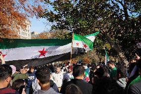 Syrian Opposition Supporters Gather In Lafayette Park Next To The White House To Celebrat The Fall Of Bashar Al-Assad