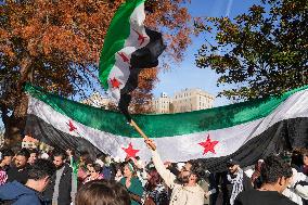 Syrian Opposition Supporters Gather In Lafayette Park Next To The White House To Celebrat The Fall Of Bashar Al-Assad