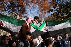 Syrian Opposition Supporters Gather In Lafayette Park Next To The White House To Celebrat The Fall Of Bashar Al-Assad