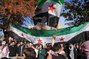 Syrian Opposition Supporters Gather In Lafayette Park Next To The White House To Celebrat The Fall Of Bashar Al-Assad