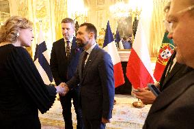 Exclu - Rachida Dati Receives European Culture Ministers - Paris