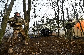 Artillery unit of Ukraines 110th Territorial Defence Brigade in Zaporizhzhia regionArtillery unit of Ukraines 110th Territorial