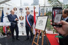 NO TABLOIDS - Prince Albert II Inaugurates Fresco Dedicated To John B. Kelly - Argenteuil