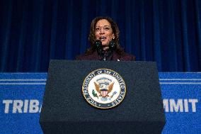 US Vice President Harris delivers remarks at the Tribal Nation’s Summit.