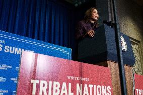 US Vice President Harris delivers remarks at the Tribal Nation’s Summit.