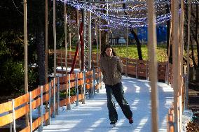 People Ice Skate In Sofia.