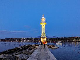 Everyday Life At Lake Geneva In Geneva, Switzerland