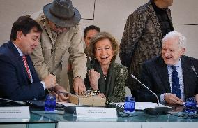 Queen Sofia Visits The Atapuerca Foundation In Burgos