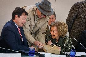 Queen Sofia Visits The Atapuerca Foundation In Burgos