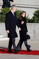 Royals Attend Official Farewell Ceremony At Airport - Madrid