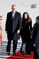 Royals Attend Official Farewell Ceremony At Airport - Madrid