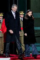 Royals Attend Official Farewell Ceremony At Airport - Madrid